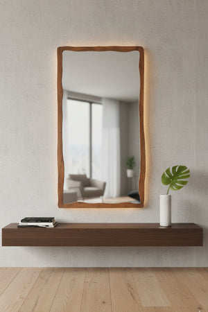 Brown Acacia Wood Mirror | Novi Living Ellis | Oroa.com