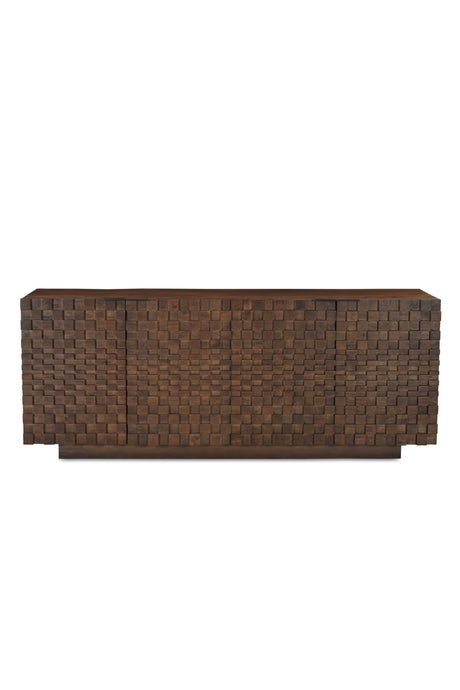 Modern European furniture - Geometric-Patterned Acacia 4-Door Sideboard - www.oroa.com