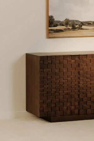  Modern European furniture - Geometric-Patterned Acacia 4-Door Sideboard - www.oroa.com | Oroa.com