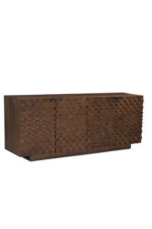   Modern European furniture - Geometric-Patterned Acacia 4-Door Sideboard - www.oroa.com | Oroa.com