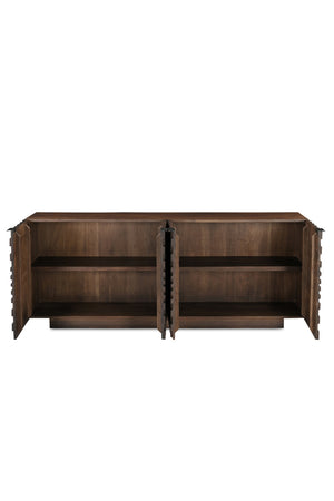   Modern European furniture - Geometric-Patterned Acacia 4-Door Sideboard - www.oroa.com | Oroa.com