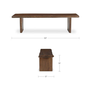 Modern European furniture - Brown Acacia Wood Dining Bench - www.oroa.com