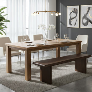 Modern European furniture - Brown Acacia Wood Dining Bench - www.oroa.com