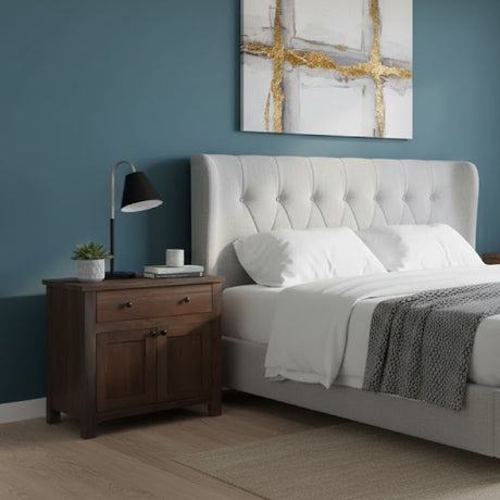 Wooden 2-Door Charging Nightstand | Novi Living Gene | Oroa.com