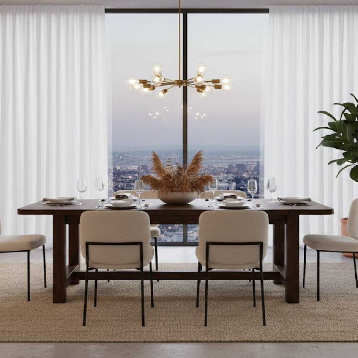   Brown Acacia Wood Dining Table S | Oroa.com