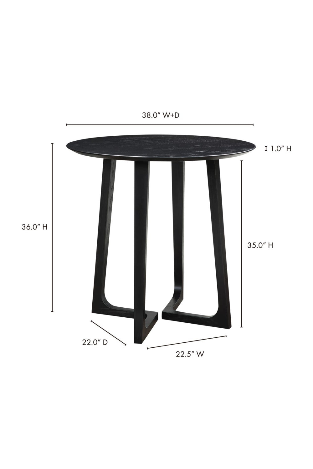 Black Solid Ash Counter Table | Novi Living Godenza | Oroa.com