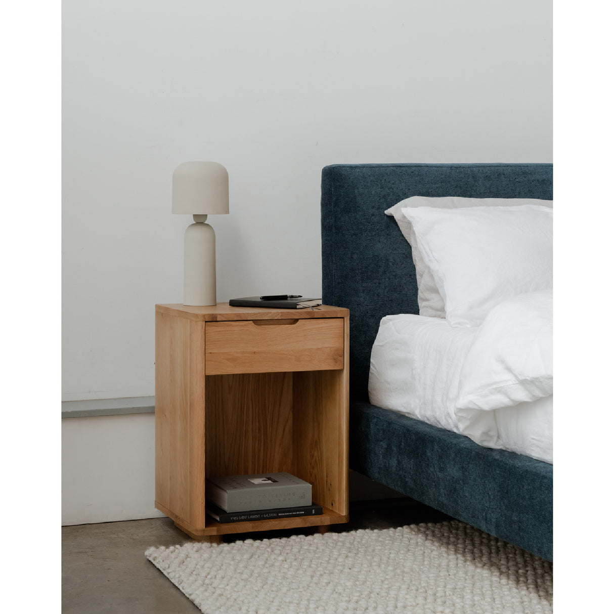 Solid Wood 1-Drawer Nightstand | Novi Living Osamu | Oroa.com