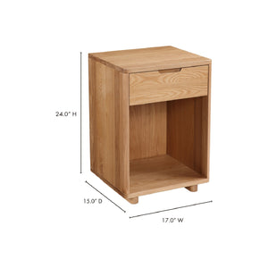 Solid Wood 1-Drawer Nightstand | Novi Living Osamu | Oroa.com