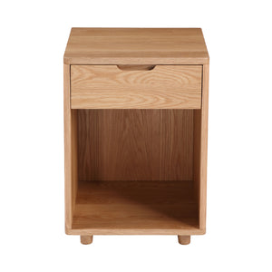 Solid Wood 1-Drawer Nightstand | Novi Living Osamu | Oroa.com