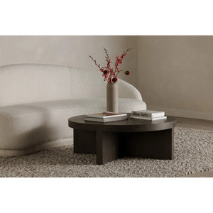 Modern European furniture - Oak Cross-Base Round Coffee Table - www.oroa.com