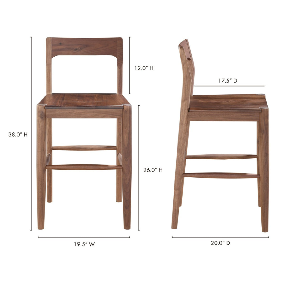 Modern European furniture - Solid Wood Open-Back Counter Stool - www.oroa.com