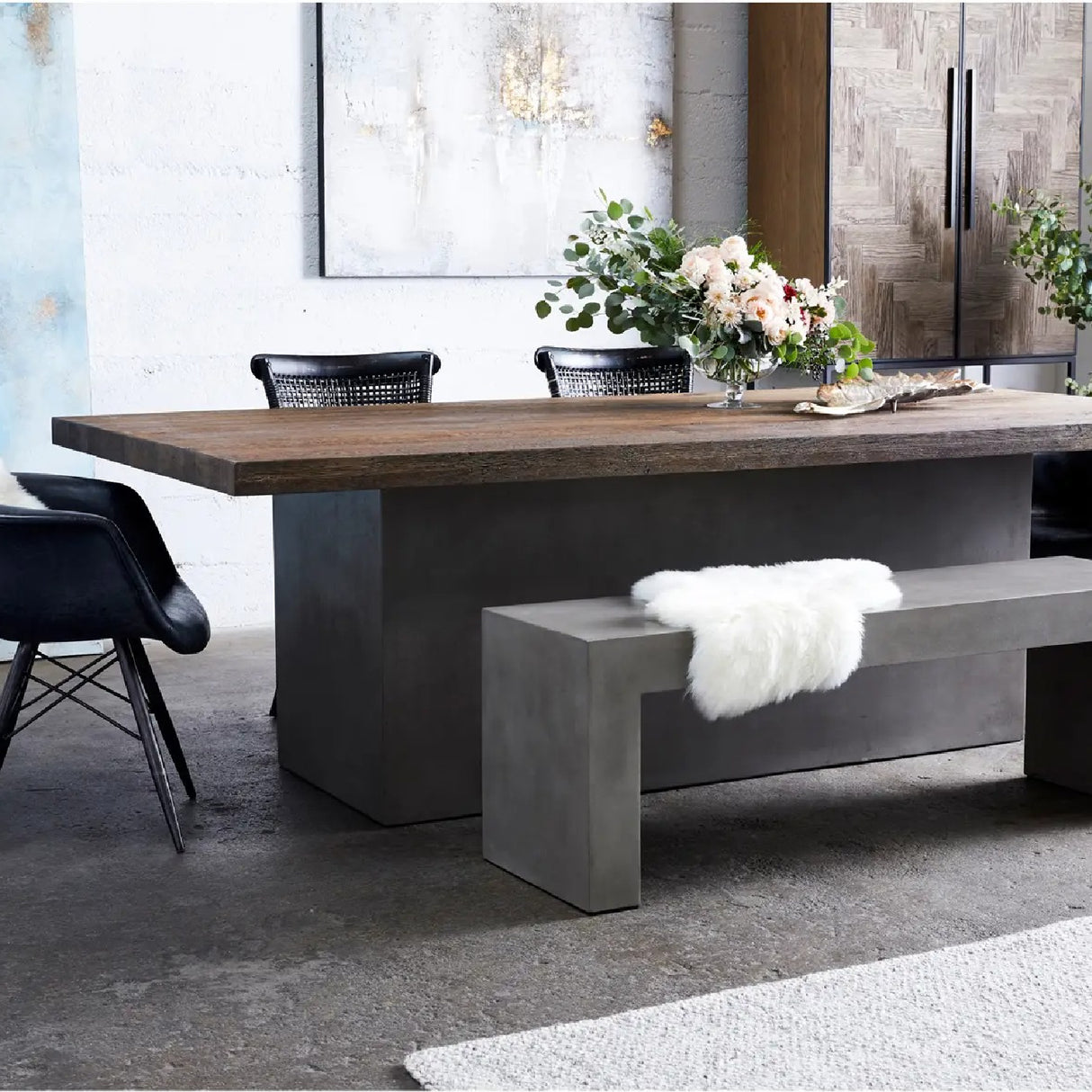   Modern European furniture - 3-Seater Concrete Indoor/Outdoor Bench - www.oroa.com | Oroa.com