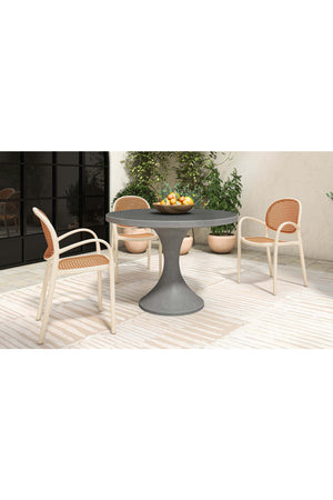 Modern European furniture - Gray Pedestal Outdoor Dining Table - www.oroa.com