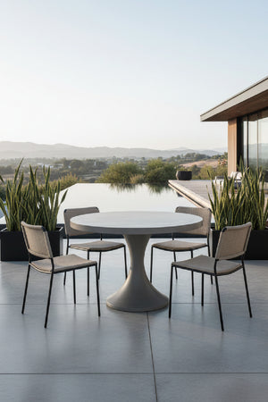 Modern European furniture - Gray Pedestal Outdoor Dining Table - www.oroa.com