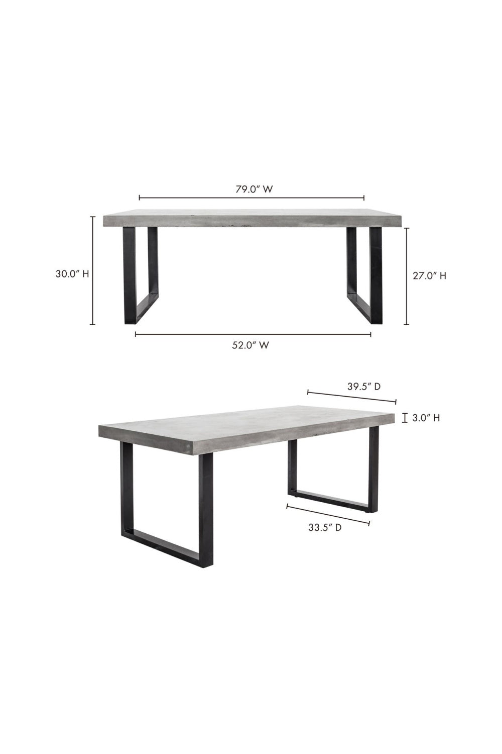 Gray Cement Indoor/Outdoor Dining Table L | Novi Living Jedrik | Oroa.com