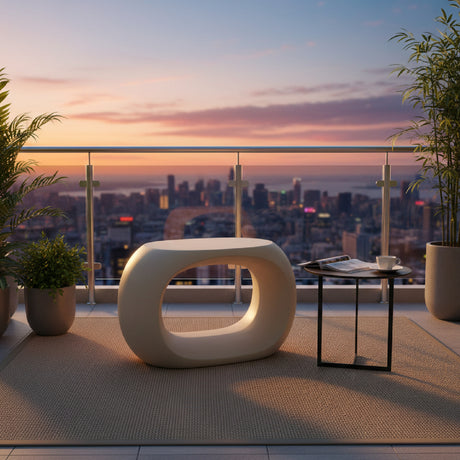 Carved Concrete Indoor/Outdoor Stool | Novi Living Albers | Oroa.com