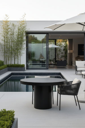 Modern European furniture - Matte Concrete Outdoor Dining Table - www.oroa.com