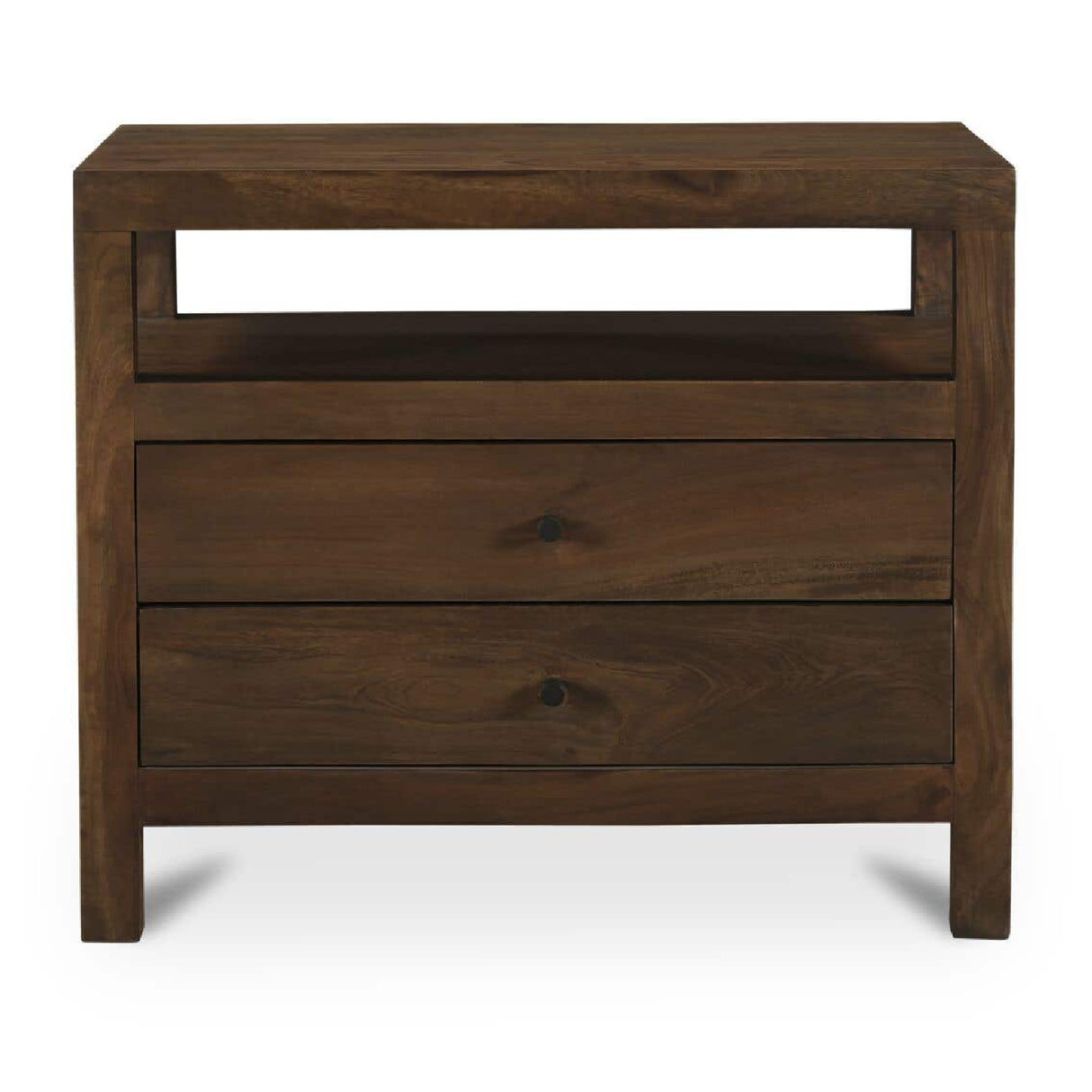 Modern European furniture - Brown Wooden 2-Drawer Nightstand - www.oroa.com