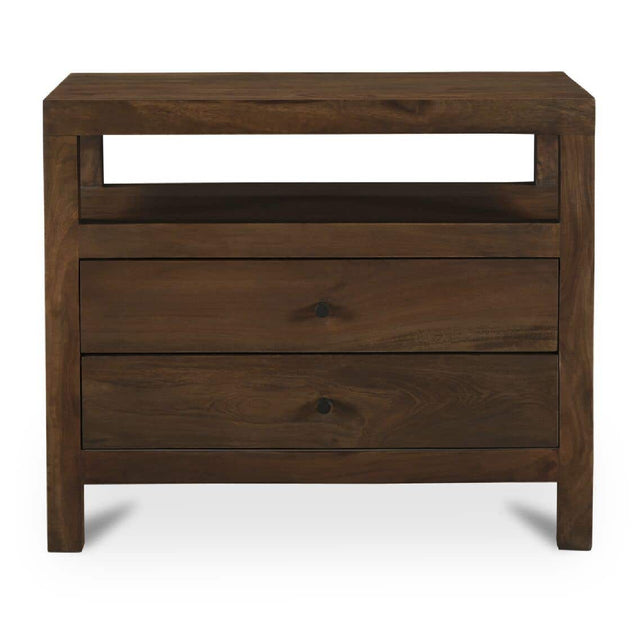 Modern European furniture - Brown Wooden 2-Drawer Nightstand - www.oroa.com