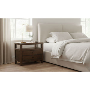 Modern European furniture - Brown Wooden 2-Drawer Nightstand - www.oroa.com