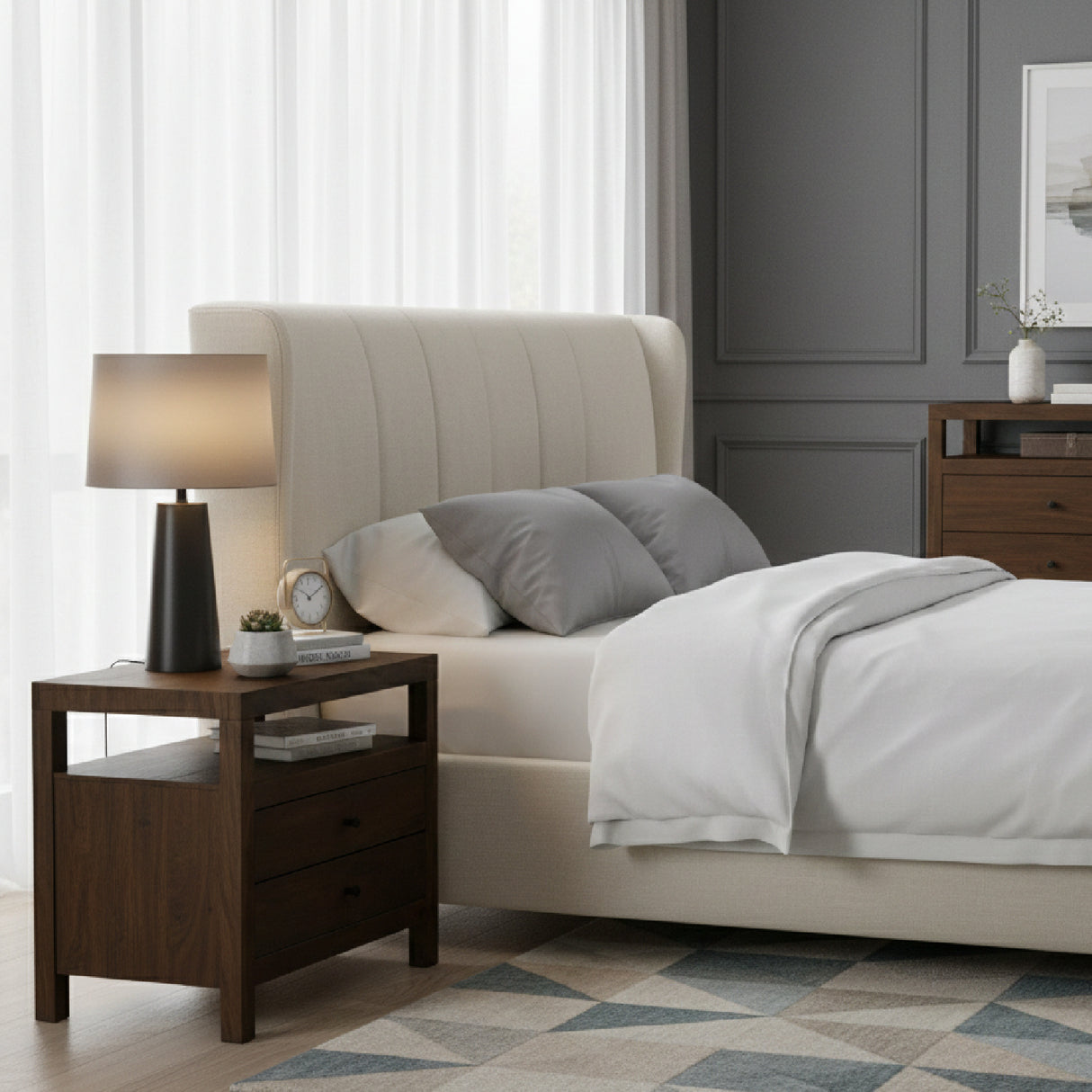 Modern European furniture - Brown Wooden 2-Drawer Nightstand - www.oroa.com