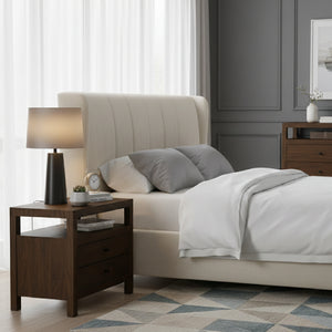 Modern European furniture - Brown Wooden 2-Drawer Nightstand - www.oroa.com