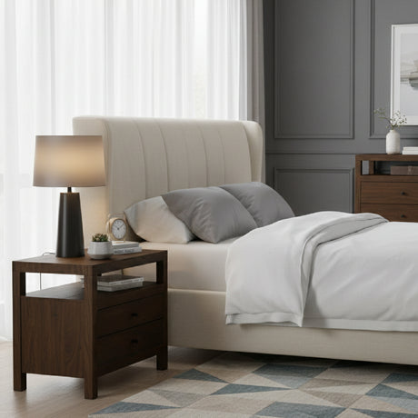 Modern European furniture - Brown Wooden 2-Drawer Nightstand - www.oroa.com