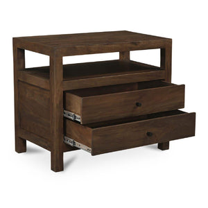 Modern European furniture - Brown Wooden 2-Drawer Nightstand - www.oroa.com