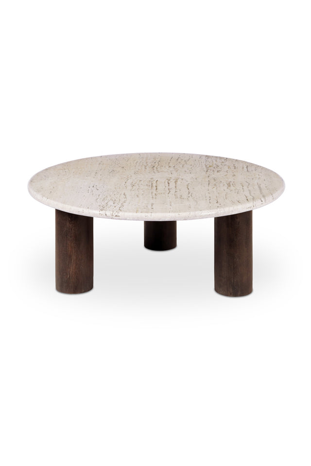 Modern European furniture - Beige Travertine Round Coffee Table - www.oroa.com