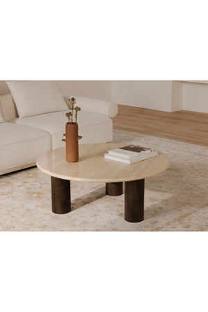 Modern European furniture - Beige Travertine Round Coffee Table - www.oroa.com