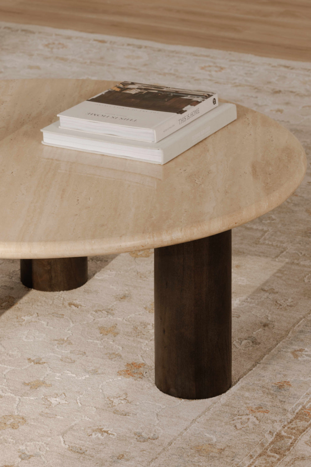 Modern European furniture - Beige Travertine Round Coffee Table - www.oroa.com