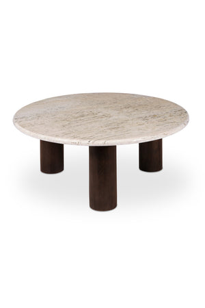 Modern European furniture - Beige Travertine Round Coffee Table - www.oroa.com
