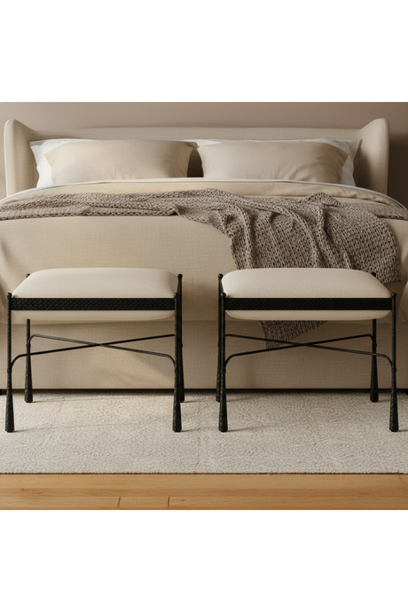 Iron Framed Cream Stool | Novi Living Agne | Oroa.com
