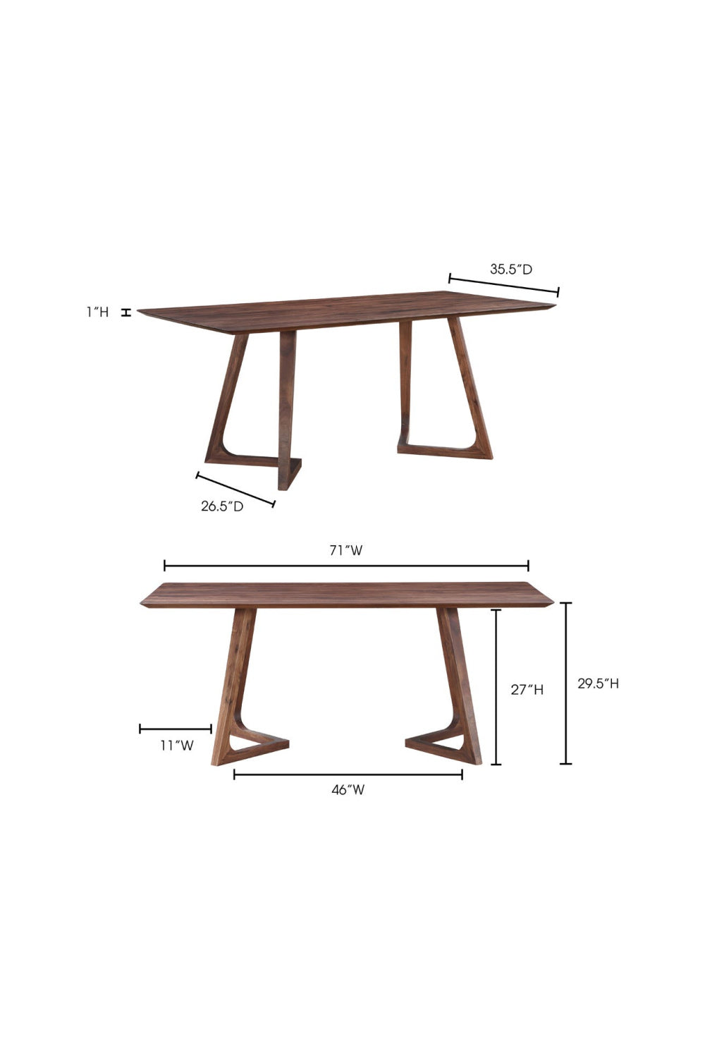 Modern European furniture - Solid Walnut Rectangular Dining Table - www.oroa.com
