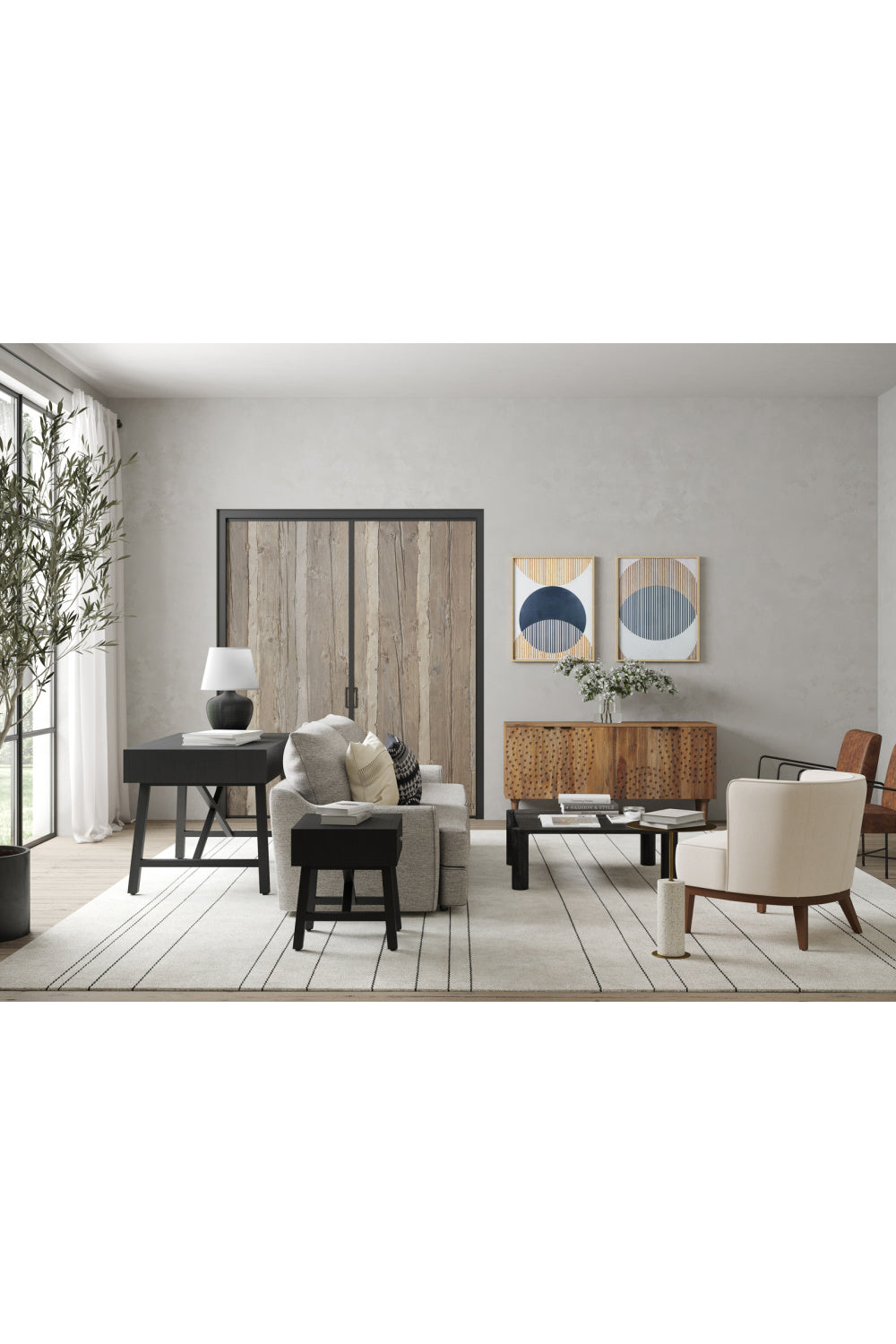 Modern European furniture - Carved Wooden 4-Door Sideboard - www.oroa.com