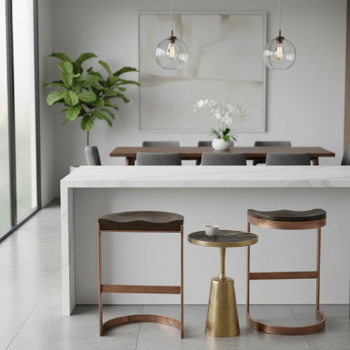 Modern European furniture - Wooden Seat Counter Stool - www.oroa.com