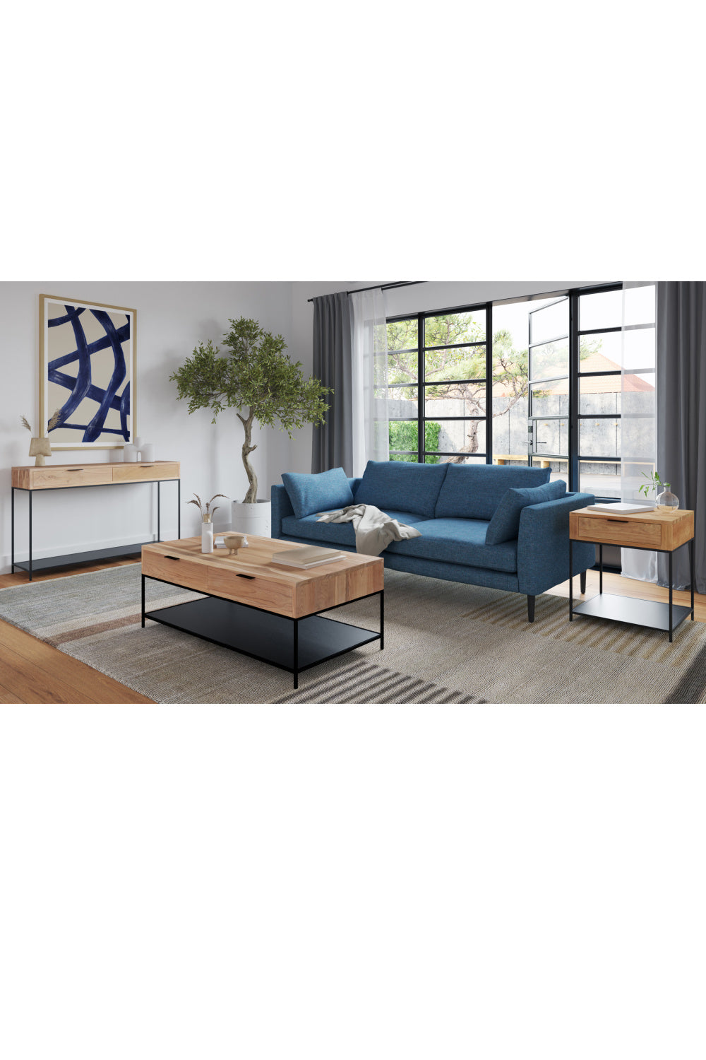 Modern European furniture - Teak & Iron Side Table - www.oroa.com