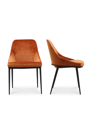 Modern European furniture - Orange Velvet Dining Chairs (2) - www.oroa.com