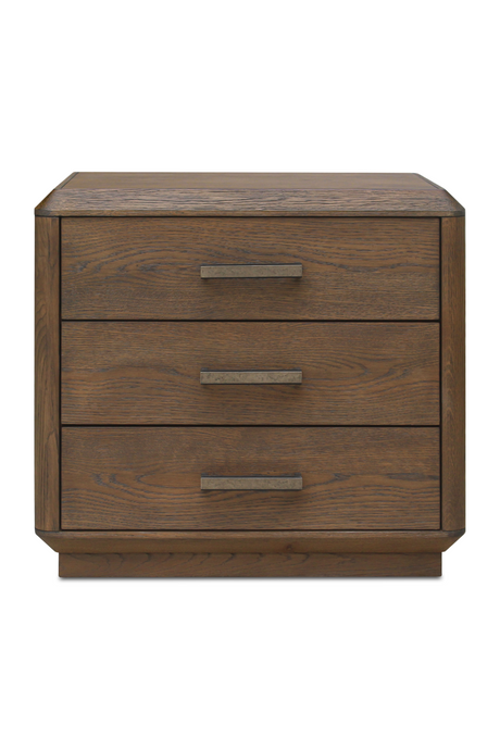 Brown Oak 3-Drawer Nightstand | Novi Living Caleb | Oroa.com