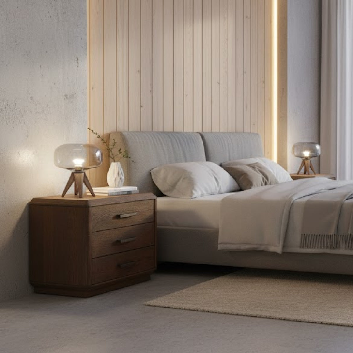   Modern European furniture - Brown Oak 3-Drawer Nightstand - www.oroa.com | Oroa.com