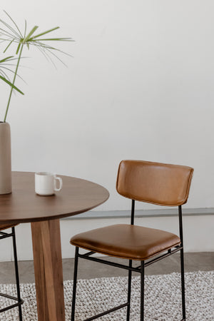 Modern European furniture - Brown Leather Counter Stool - www.oroa.com