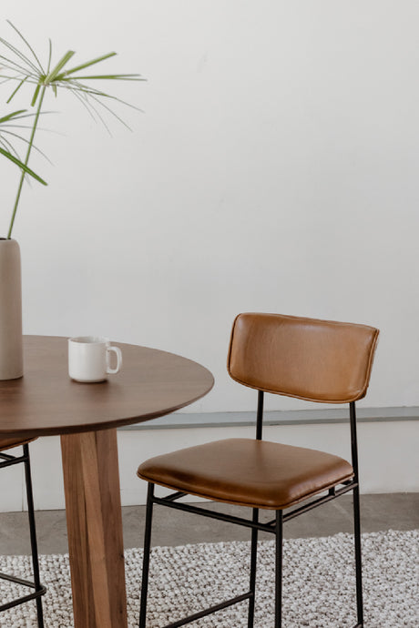 Modern European furniture - Brown Leather Counter Stool - www.oroa.com