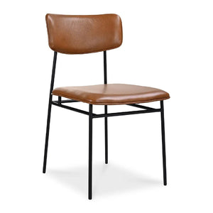 Modern European furniture - Iron-Framed Brown Leather Dining Chairs (2) - www.oroa.com