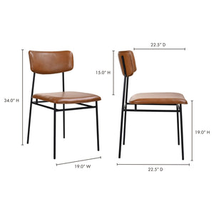 Modern European furniture - Iron-Framed Brown Leather Dining Chairs (2) - www.oroa.com
