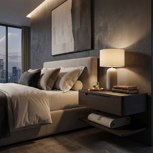 Modern European furniture - Brown 1-Drawer Floating Nightstand - www.oroa.com