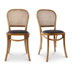 Modern European furniture - Elm-Framed Rattan Dining Chairs (2) - www.oroa.com