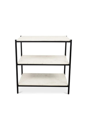 Modern European furniture - White Marble 3-Layer Nightstand - www.oroa.com