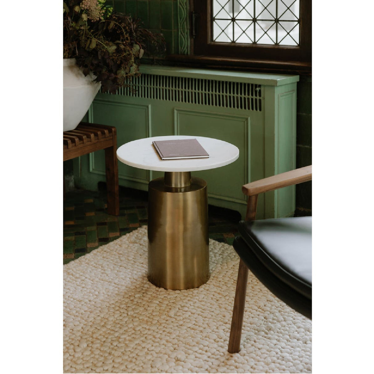 Modern European furniture - Cylindrical Gold Base Accent Table - www.oroa.com