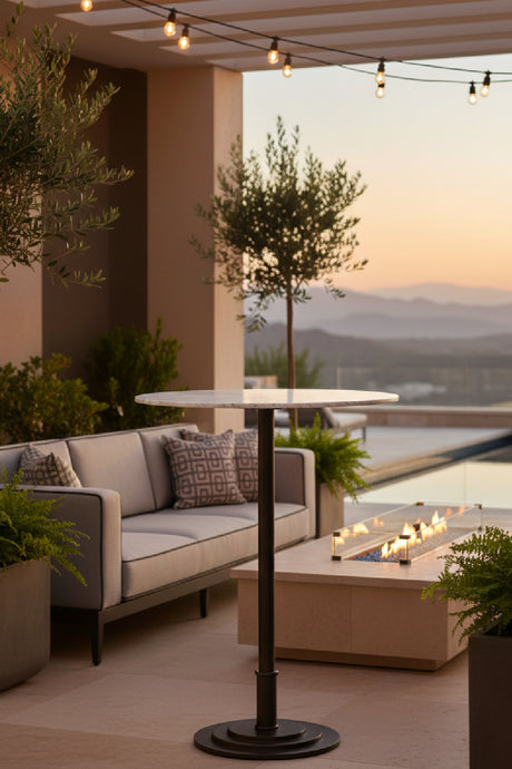 Modern European furniture - White Marble Outdoor Counter Table - www.oroa.com