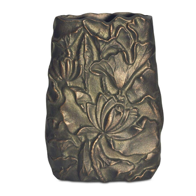 Modern European furniture - Antique Brass Petal Motif Vase - www.oroa.com